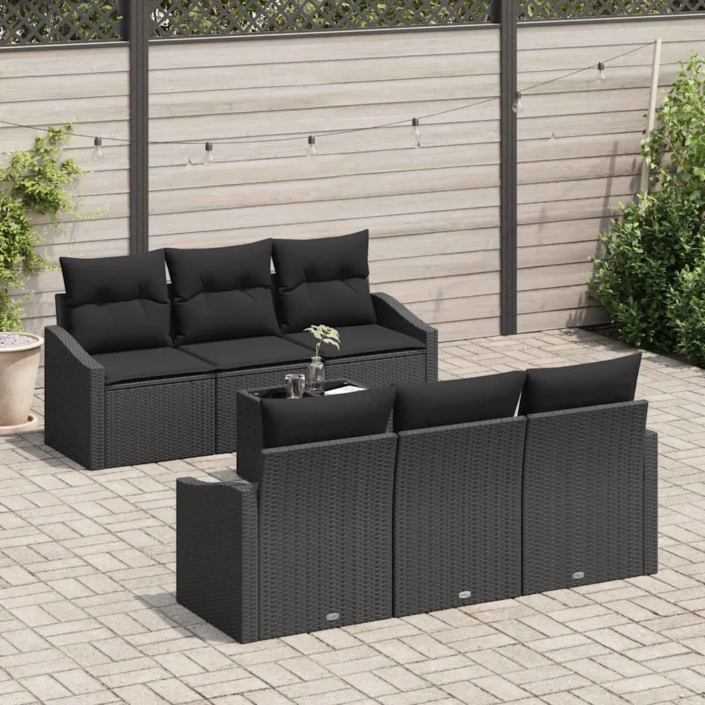 Set di divani con cuscino con cuscino 7 pcs Nero polyrattan 3346613