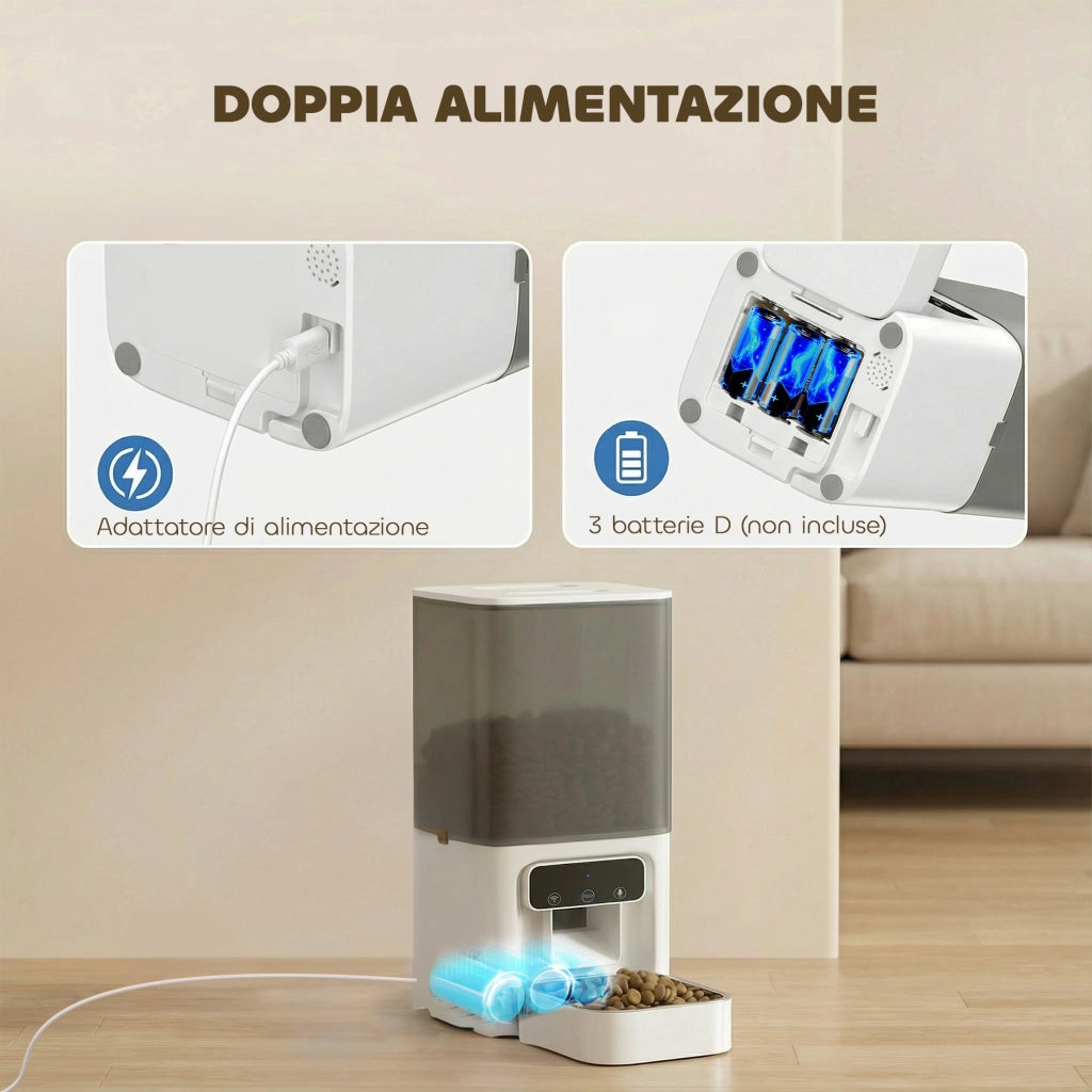 Distributore Automatico Cibo Gatti 4.5L ¨C Xylo ¨C con APP e Registratore Vocale