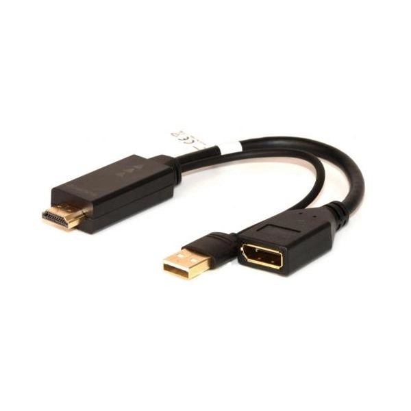 Adattatore link hdmi to displayport 1.2, m/f, con connettore usb 4k per pc/notebook, nero, lkadat202