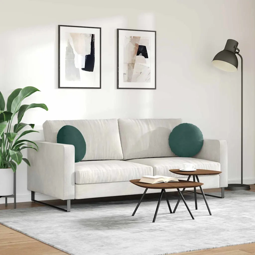 Cuscini per Seduta 2 pcs Verde Scuro Ø 40 x 13 cm Velluto 42014139