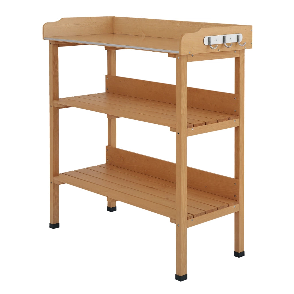 Tavolo da giardino in legno con piano in metallo ¨C Minimal ¨C 76x37x89 cm Natural