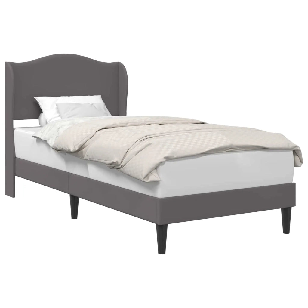 Letto singolo | Letto per adulti | Struttura del letto con testiera Grigio 90 x 190 cm Similpelle