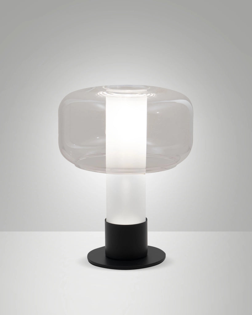Lampada da Tavolo Flick Trasparente, Struttura in Metallo e Vetro Borosilicato, Dimmerabile al Tocco, Attacco E14 15W, IP20 - Flick