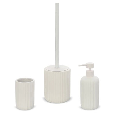 Set accessori bagno 3 pezzi in ceramica bianco soft touch Spring
