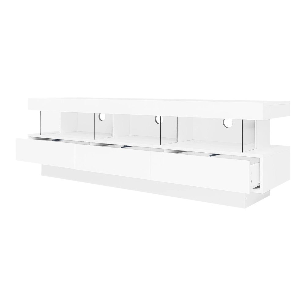 Mobile TV con LED e Vetro ¨C Xylo ¨C Bianco Lucido, 160x38x50,5 cm, per TV 70 Pollici