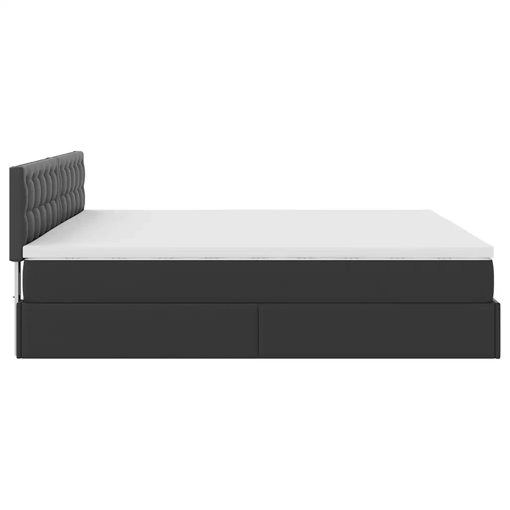 Pouf Letto con Materassi e LED Nero 160x200cm Similpelle 3312162