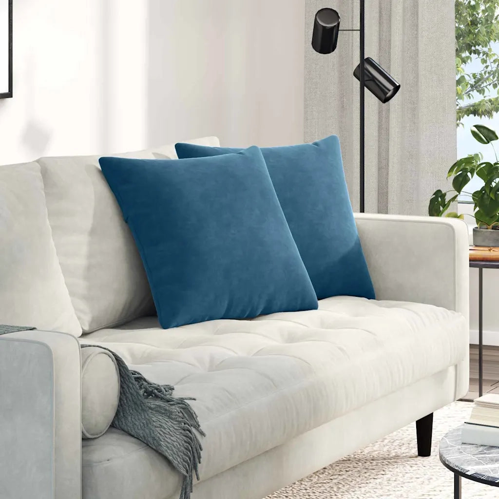 Cuscini da Divano 2 pz | Cuscini per sedie Blu 50 x 50 cm Tessuto in Cords