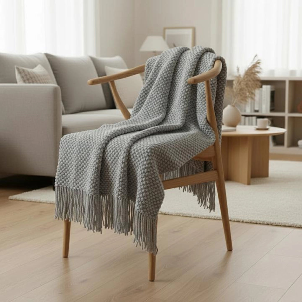 Coperta a quadri grigio chiaro 130x170cm DENARLA