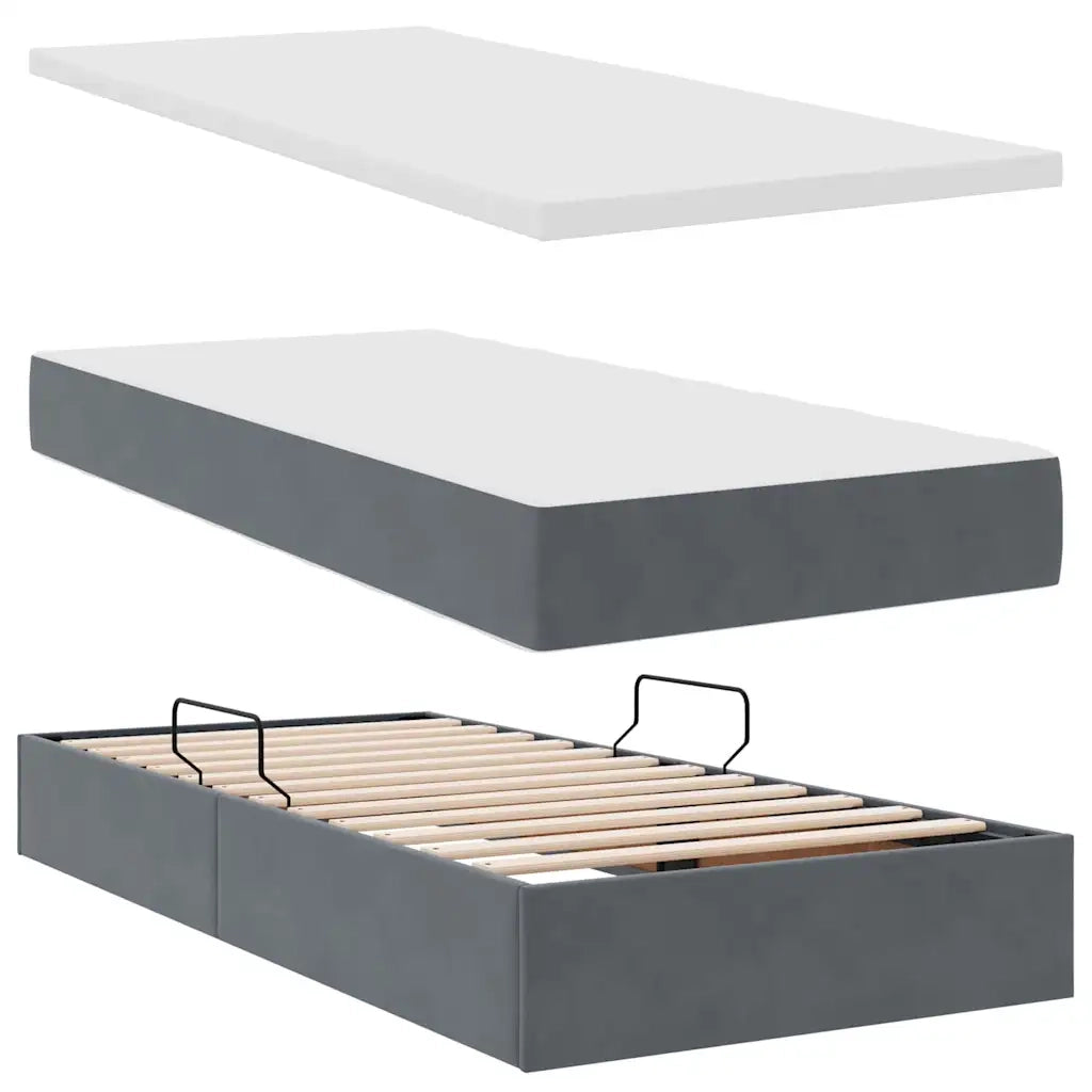Letto con contenitore e materasso Grigio scuro 90 x 200 cm 3370276