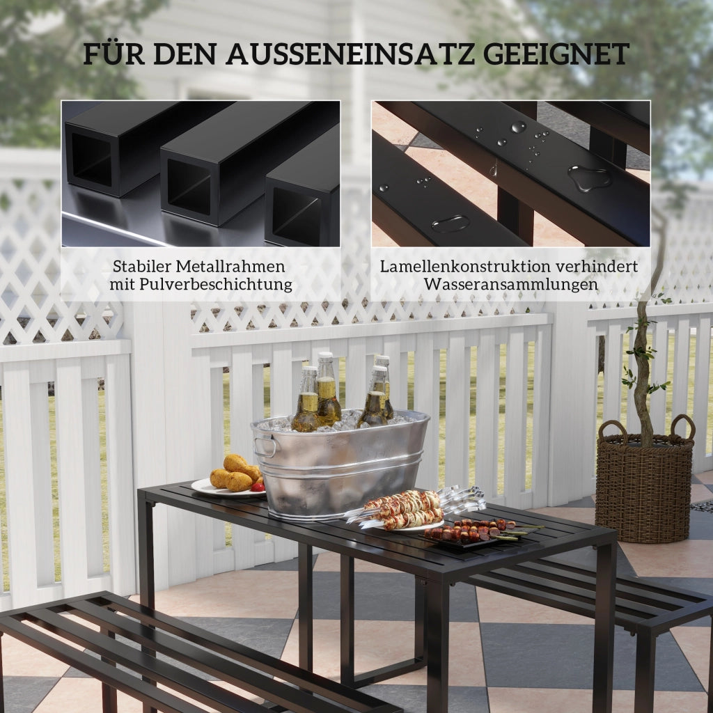 Set Giardino 4 Posti con Tavolo e 2 Panche ¨C Minimal ¨C Metallo Nero