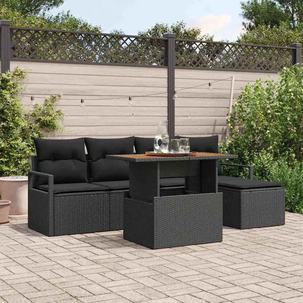 Set Divano da Giardino con archiviazione 6 pcs Nero Poly Rattan 3358438