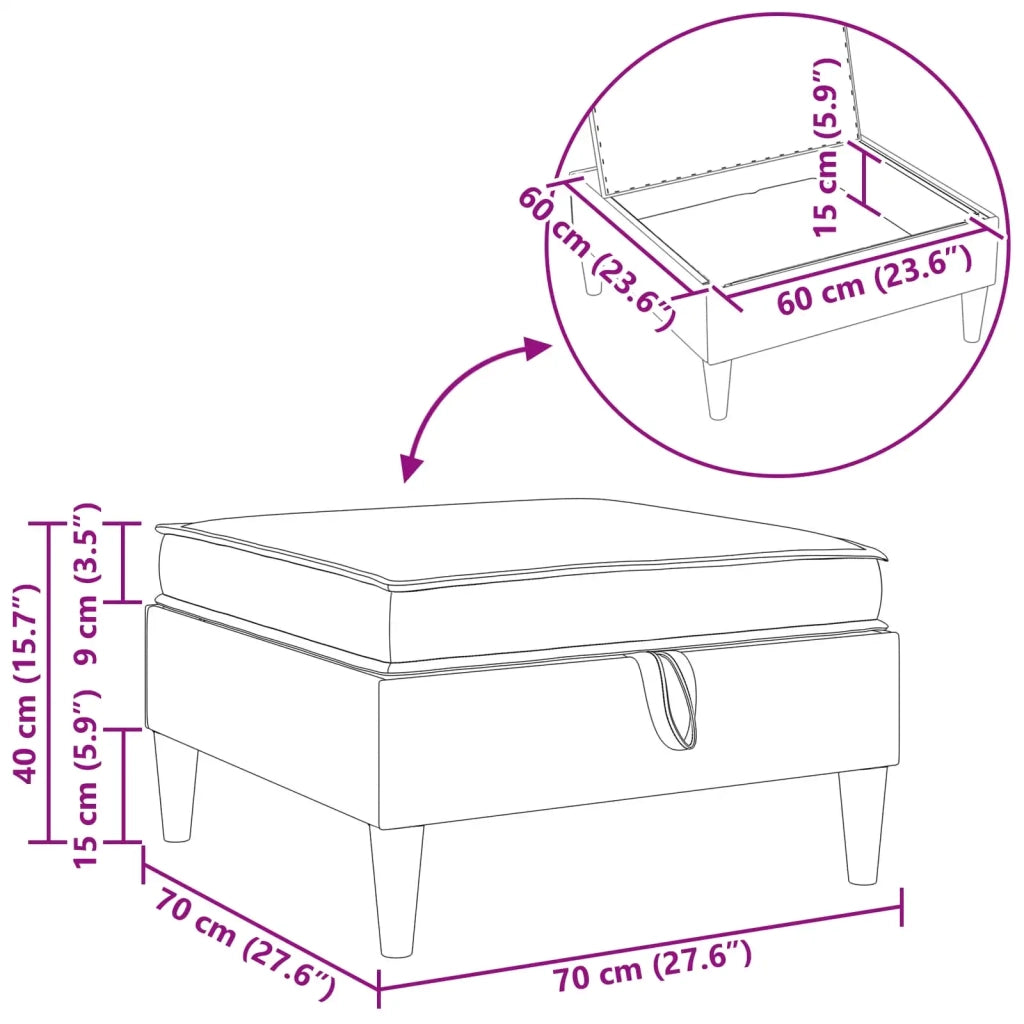 Pouf con Storage Nero Velluto 42027138