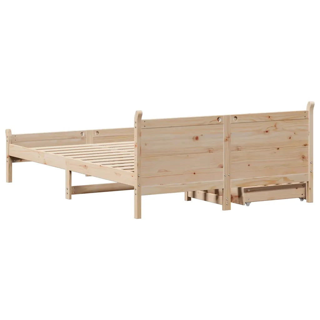 Letto senza Materasso-Struttura Letto 135x190 cm in Legno Massello di Pino 479124