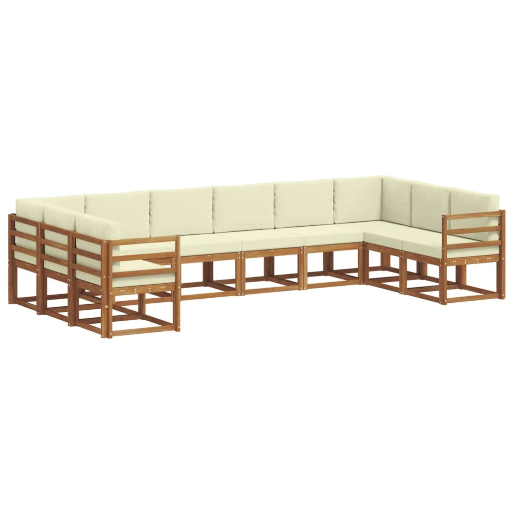 Set di divani da esterno con cuscino 10 pcs Naturale e Crema 3367038