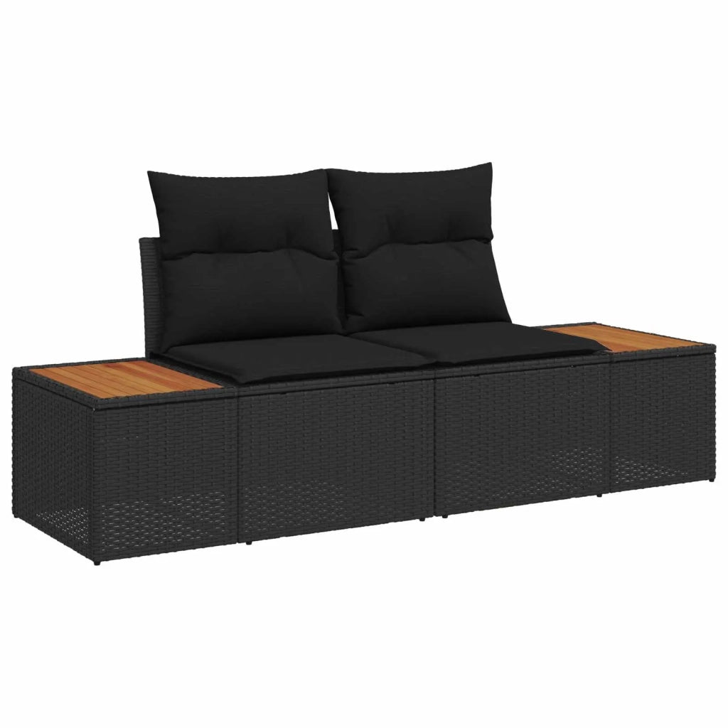 Set Divano da Giardino con cuscino 7 pcs Nero Poly Rattan 3360972