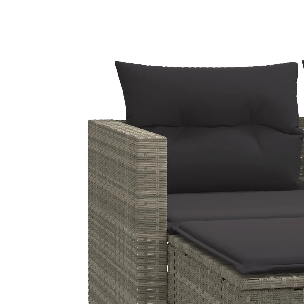 Divano da Giardino 2 Posti con Sgabelli-Sofa da Giardino-Divano da esterno Grigio Chiaro Polyrattan
