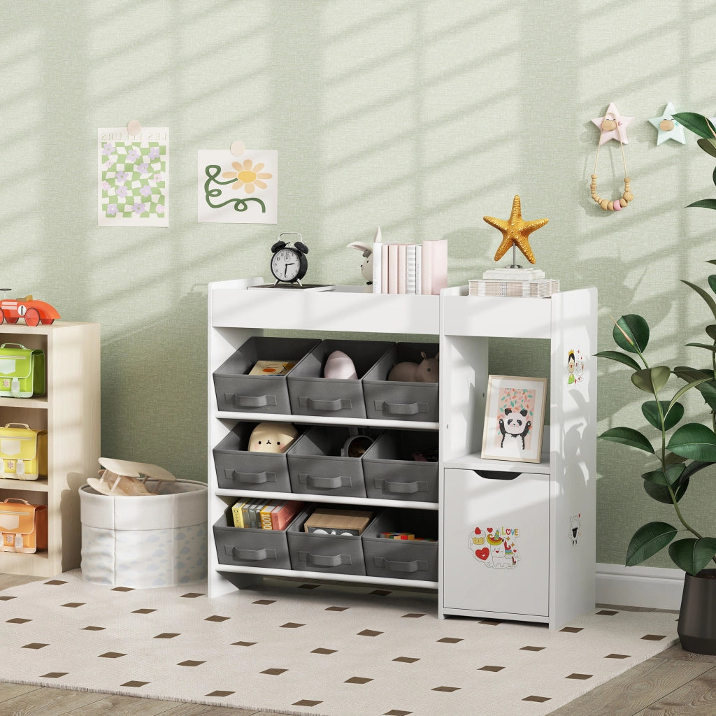 Cassettiera per bambini con cesti ¨C zephmum ¨C 92x30x80 cm bianco