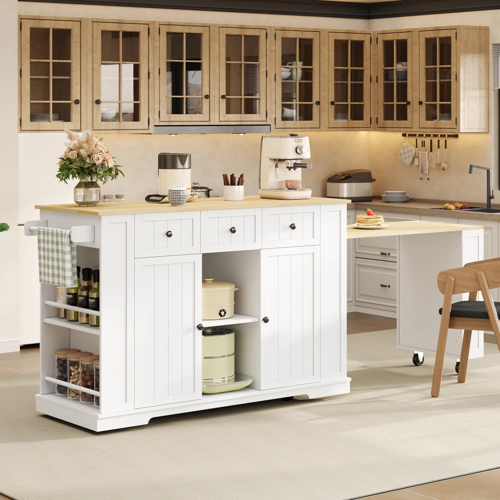 Carrello da cucina con 2 ante e 2 cassetti; ripiani regolabili; prese e USB; per cucina e sala da pranzo