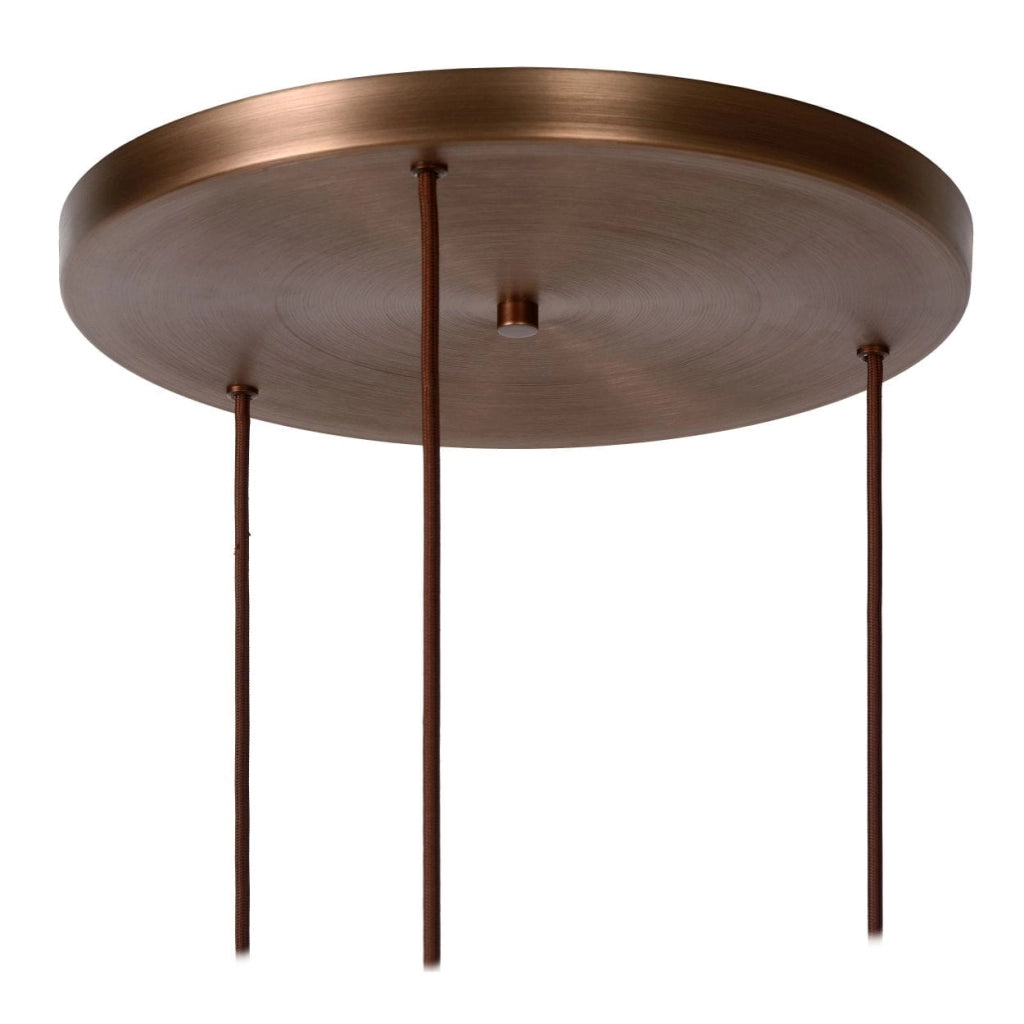 Lampadario Lucide Toledo 3 luci E27 40W bronzo vetro