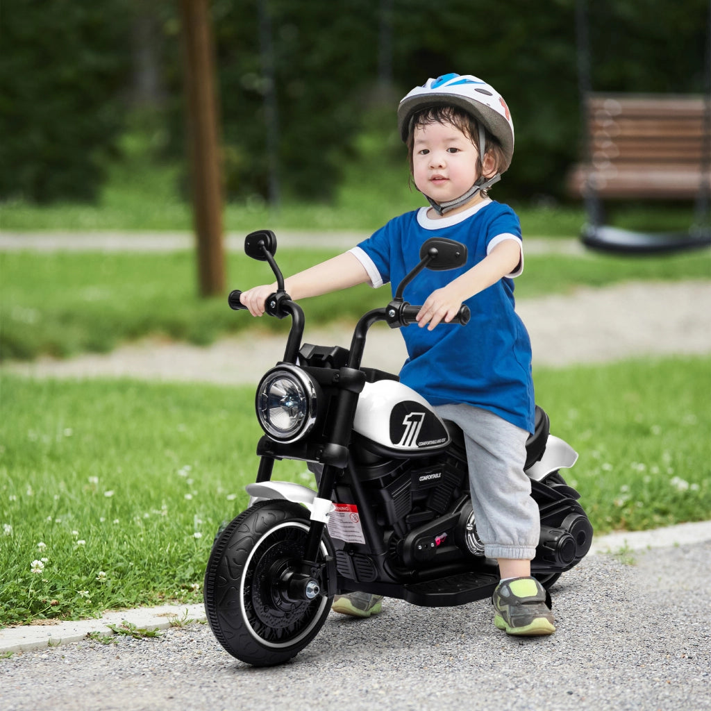 Moto Elettrica per Bambini 18-36 Mesi ¨C Xylo ¨C Batteria 6V Bianco con Ruote Ausiliarie