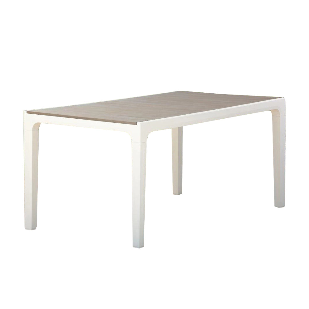 Tavolo da Giardino Harmony 160x90x74 cm in Resina Effetto Legno Colore Bianco Tortora Resistente ai Raggi UV Keter