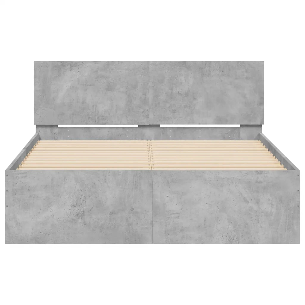 Giroletto con Testiera e LED Grigio Cemento 120x200 cm