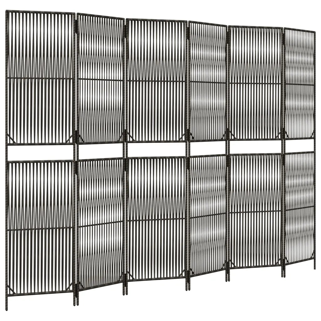Divisorio per Ambienti | Divider per stanze | Paravento a 6 Pannelli Grigio in Polyrattan