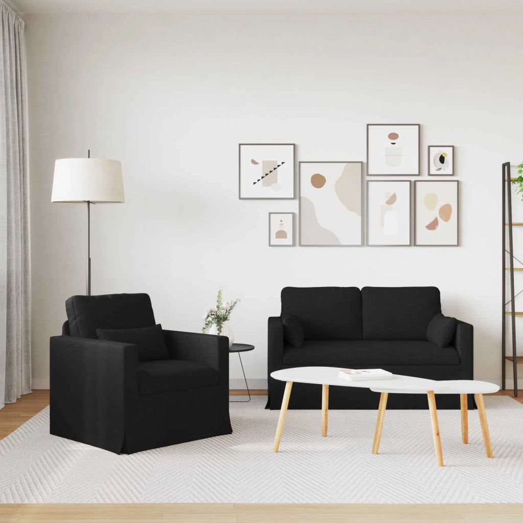 Set di divani 2 pcs Nero 139 x 78 x 80 cm Tessuto 3407495