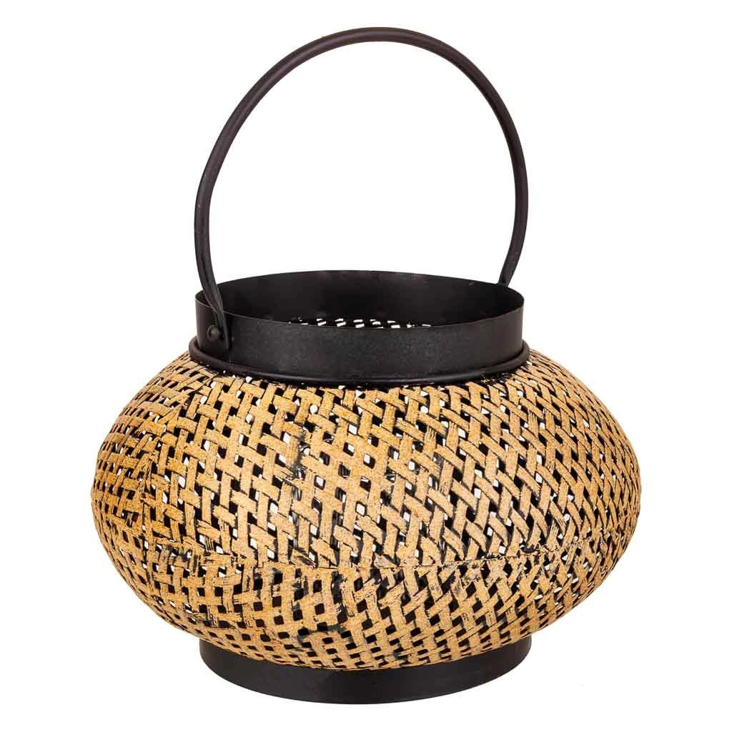 Portacandele in metallo dorato 32x32x19h