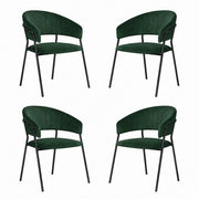 Sedie da sala da pranzo set da 4 Aurelia in velluto verde con gambe nere