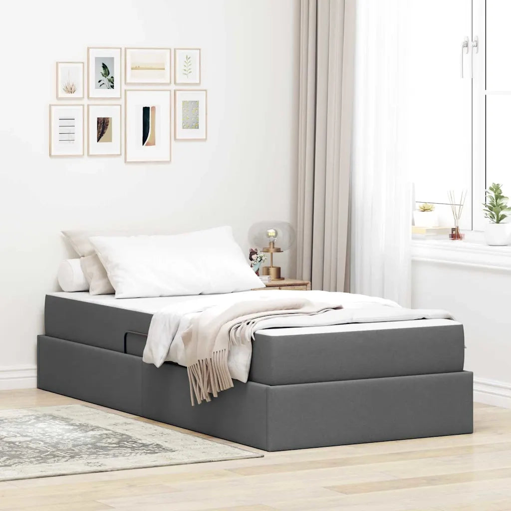 Letto con contenitore e materasso Grigio scuro 90 x 200 cm 3399635