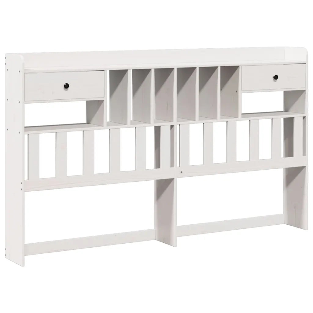 Testiera con Ripiani Bianca 180 cm in Legno Massello di Pino 855503
