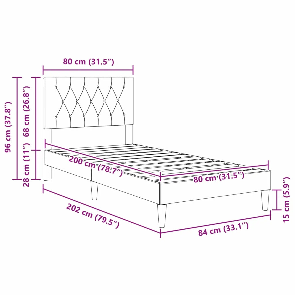 Struttura del letto-Giroletto Grigio Scuro 80 x 200 cm Velluto 838224