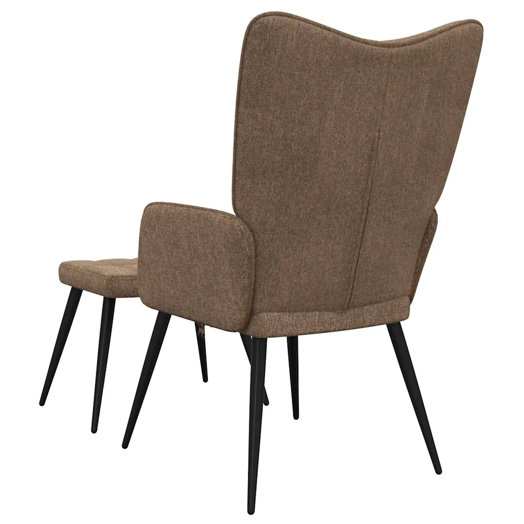 Sedia Relax con Sgabello Marrone in Tessuto 327955
