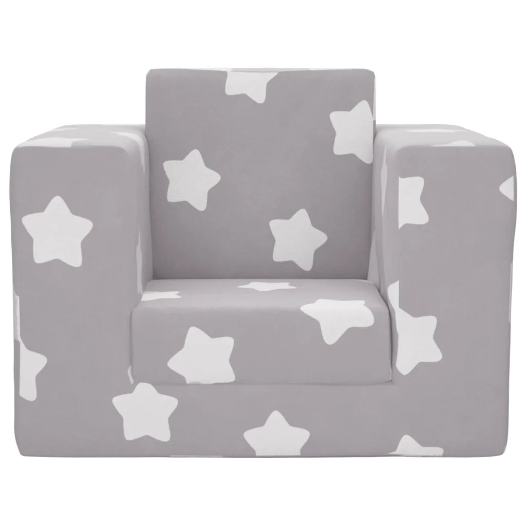 Divano Letto Bambini Grigio Chiaro con Stelle Morbido Peluche 4104802