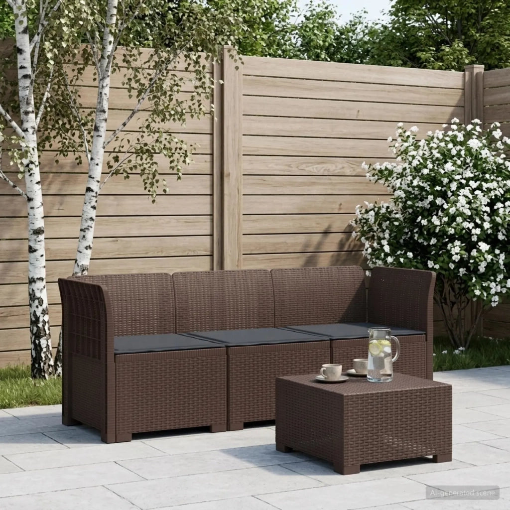 Divano da giardino 3 posti con cuscini in look rattan PP 3443825