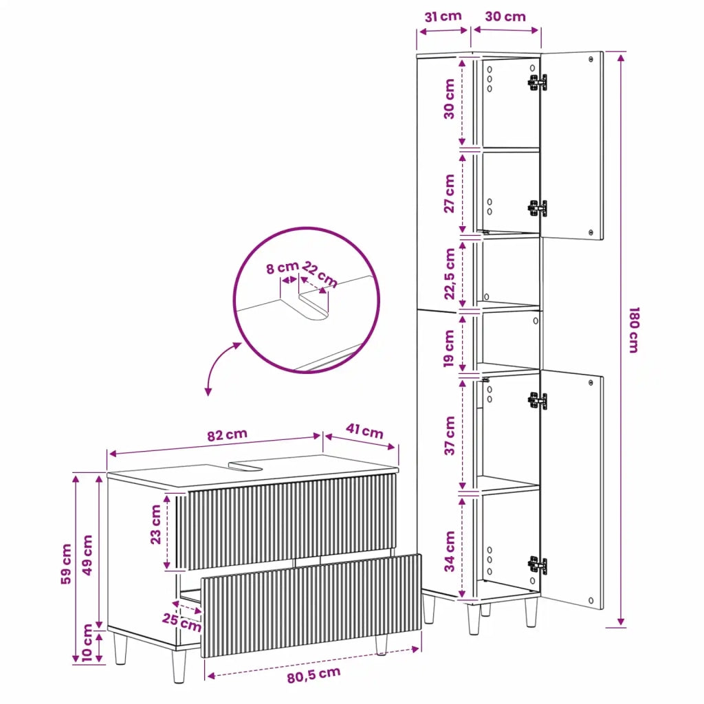 Set di Armadi da Bagno da 2 Pezzi ARNHEM Nero 3417523