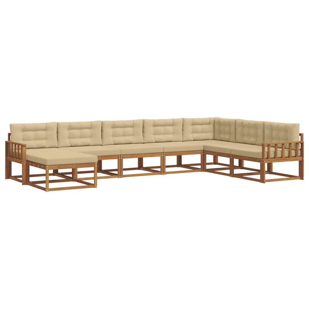 Set di divani da esterno con cuscino 8 pcs Naturale e Beige 3367996
