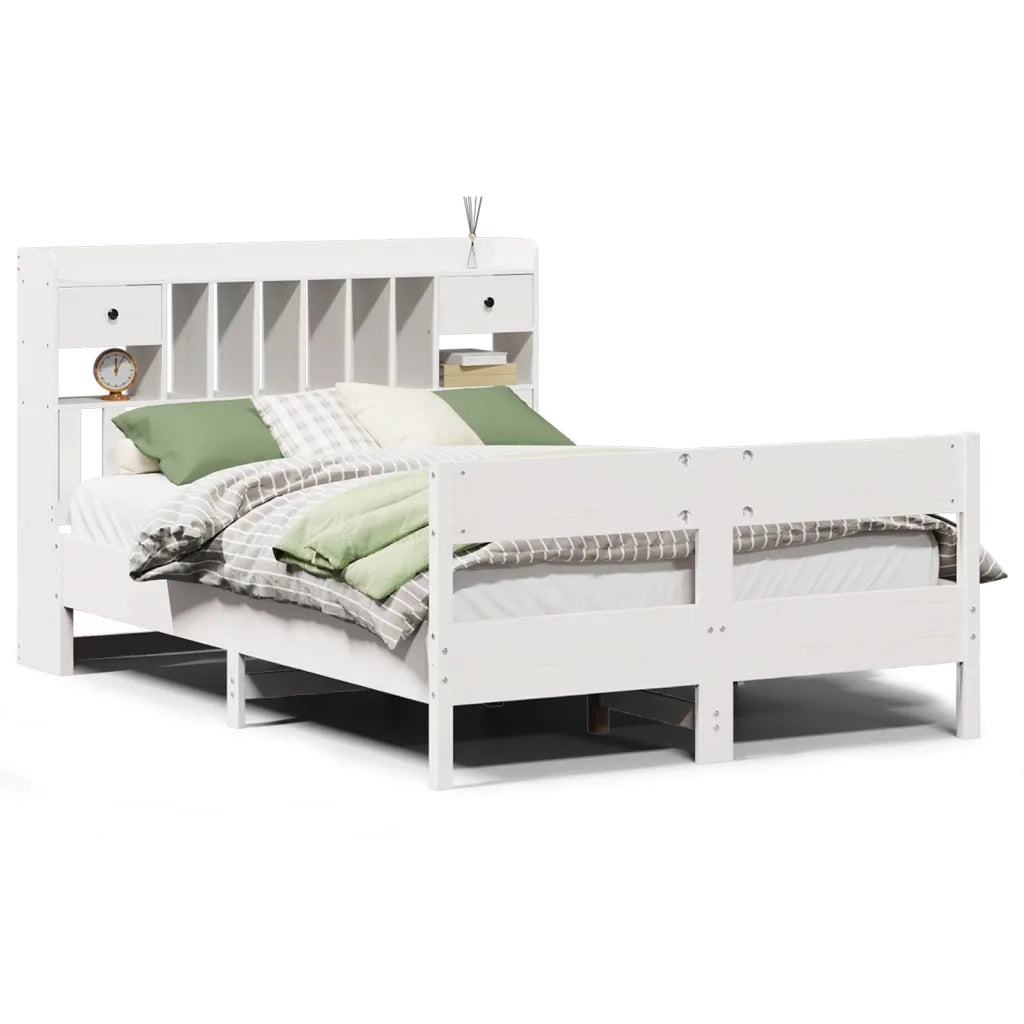 Letto Libreria senza Materasso Bianco 160x200 cm Legno di Pino