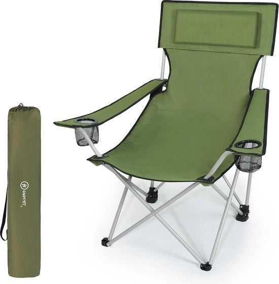 Camping-stoile op-pieghevole - Verde - Braccio con supporto per bicchiere
