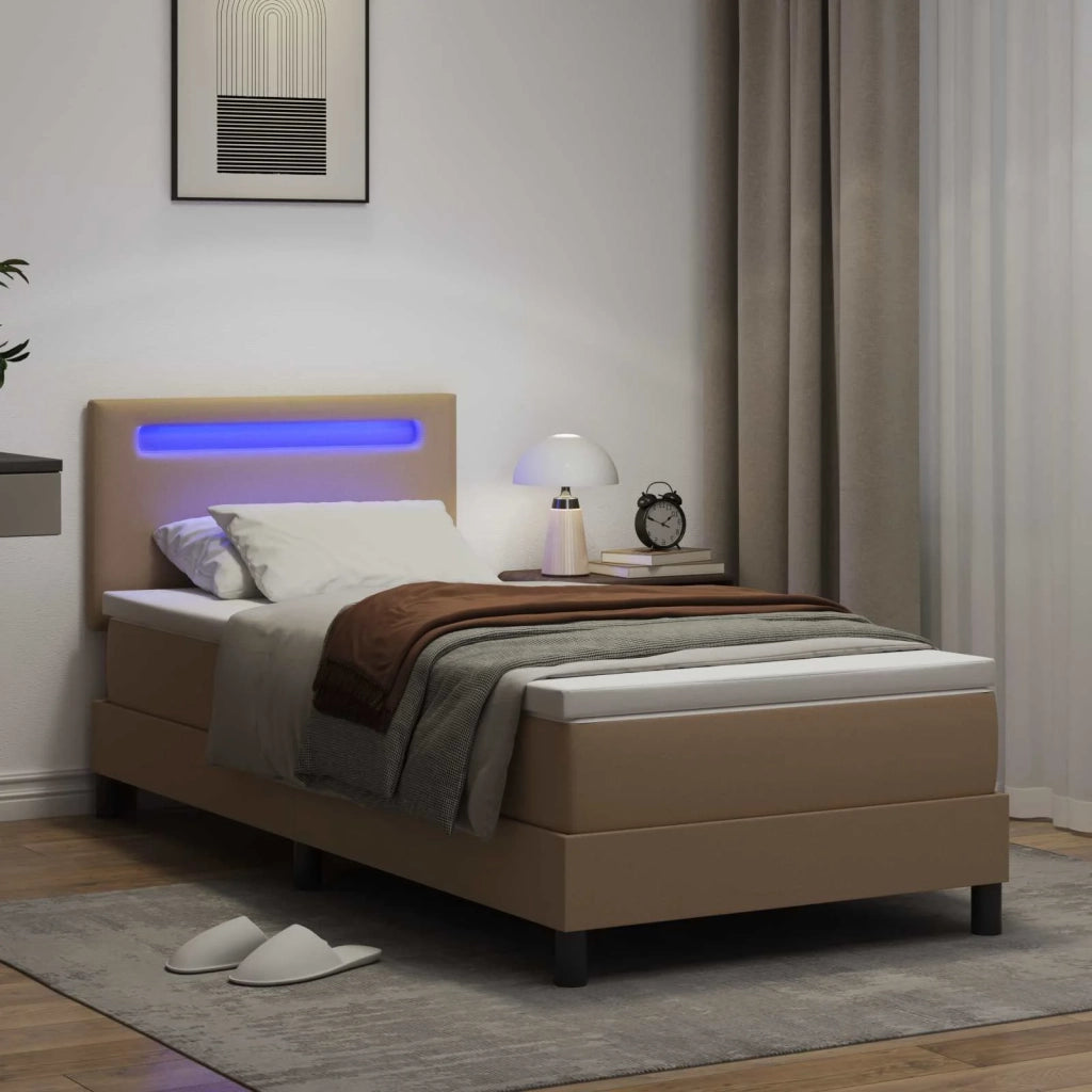 Letto a molle Cappuccino 90 x 200 cm Pelle sintetica 3339035
