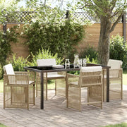 Set da Pranzo per Giardino 5 pcs Beige polyrattan