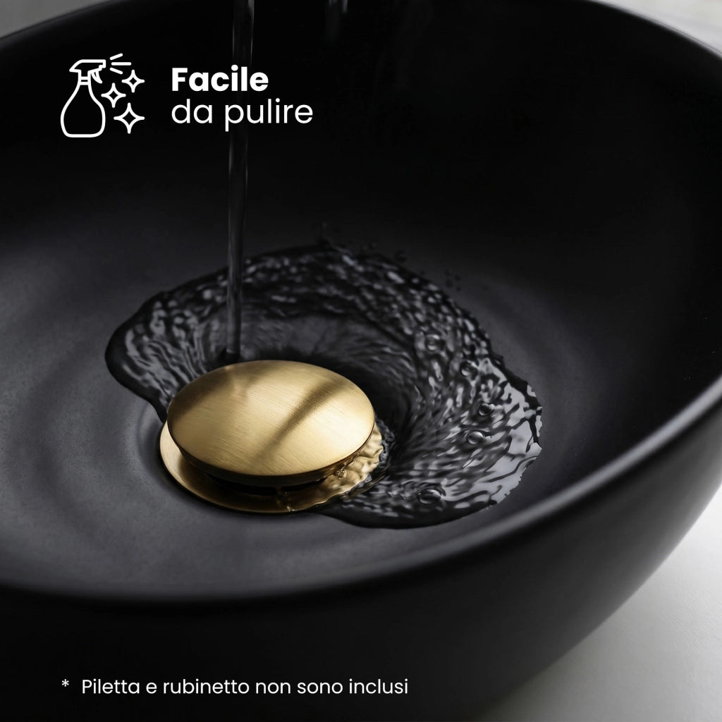 Lavabo da appoggio ovale OVALIS ceramica 41 cm Nero Opaco