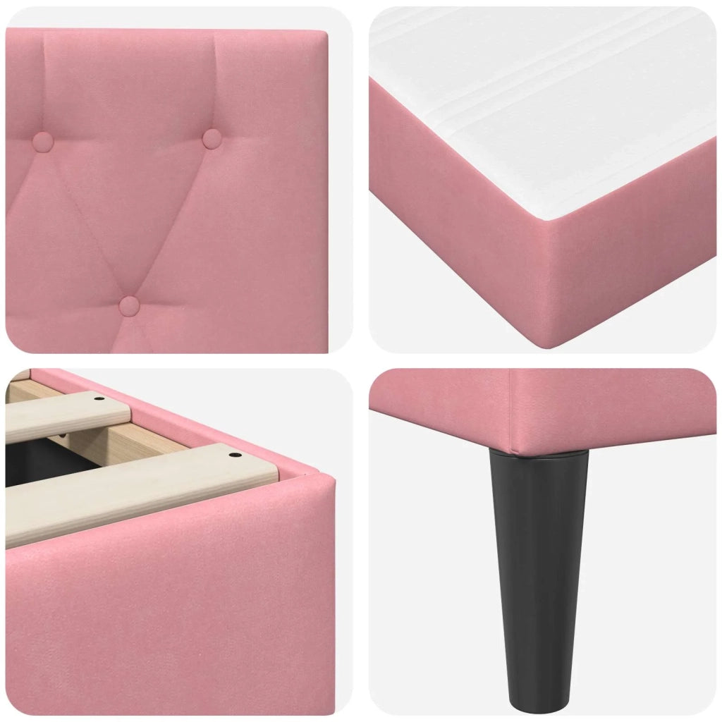 Struttura letto con materasso-Giroletto Rosa 80 x 200 cm Velluto 967387
