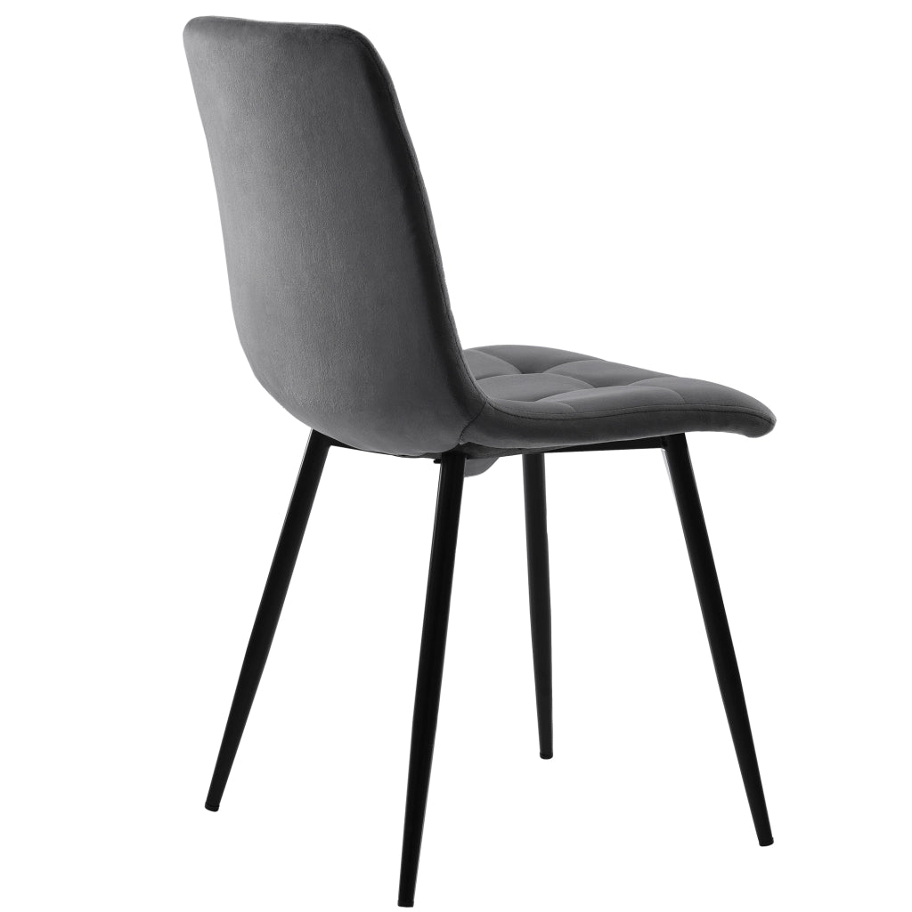 Set Tavolo da Pranzo Rotondo con 4 Sedie ¨C Xylo ¨C Piano MDF Bianco, Gambe Metallo Oro, Velluto Grigio, ?80 cm