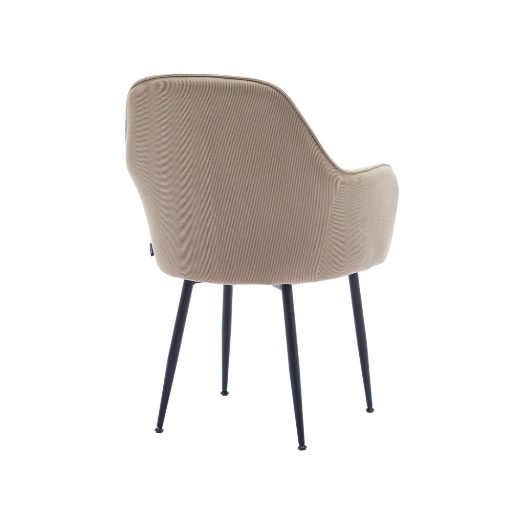 Set di 4 poltrone in velluto a coste con gambe in metallo nero opaco,