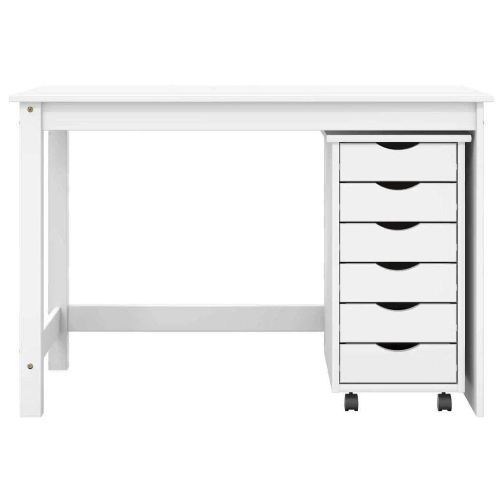 Set Scrivania | Tavolo da Ufficio e mobiletto su ruote MOSS 2 pz Bianco