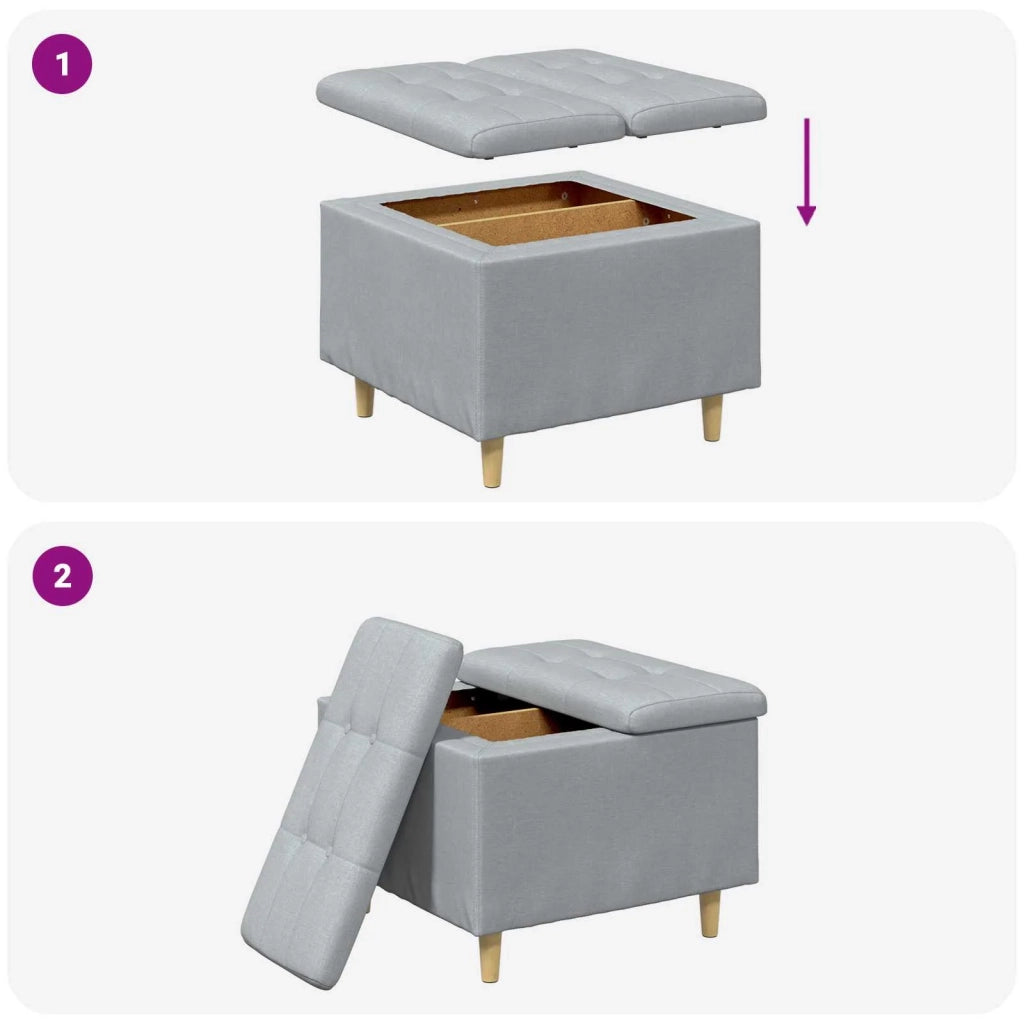 Pouf contenitore Grigio chiaro 60 x 60 x 45 cm Tessuto 876818