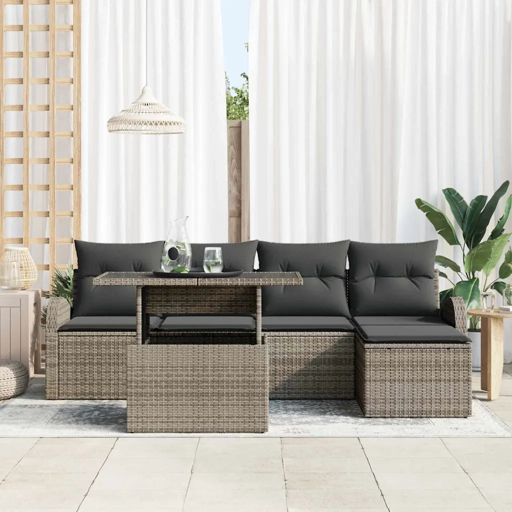 Set Divano da Giardino con cuscino 6 pcs Grigio polyrattan 3348625