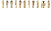 Set di accessori per mini trapano - 11 pezzi - accessorio per trapano elettrico - materiale in ottone - diametro 0,5 a 3,2 mm - capacità di serraggio - per strumenti elettrici